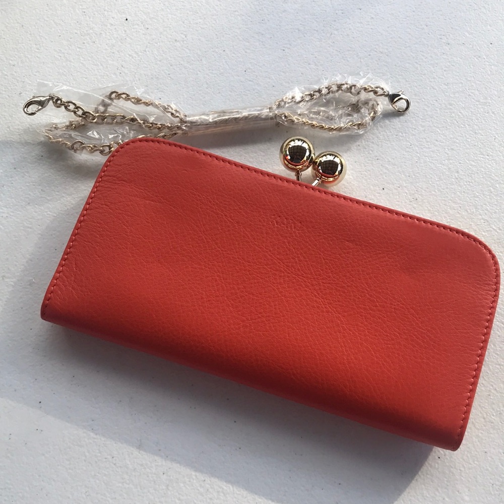Mark and Graham leather clutch bag with chain engraved KAM